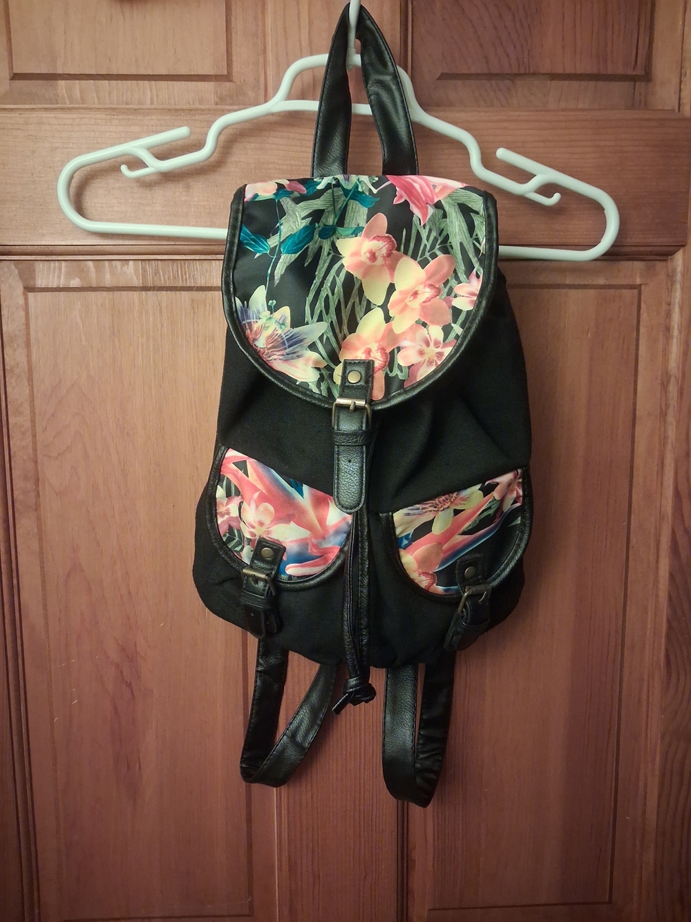 Tropical Accent Black Backpack - Women's Bag